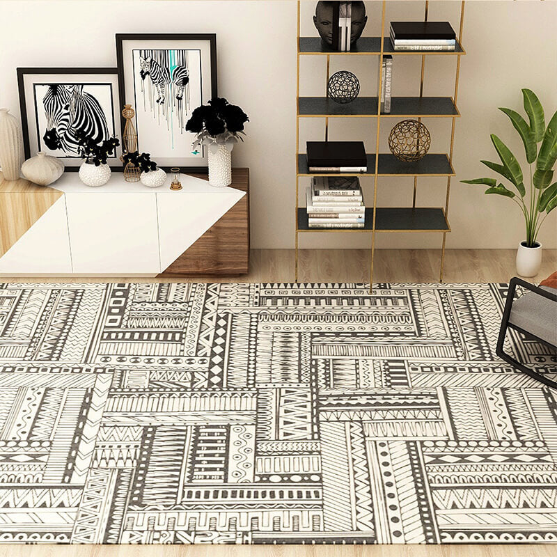 Retro Totem Pattern Faux Cashmere Shaggy Comfy Area Rugs For Living Room Bedroom Bedside Carpets