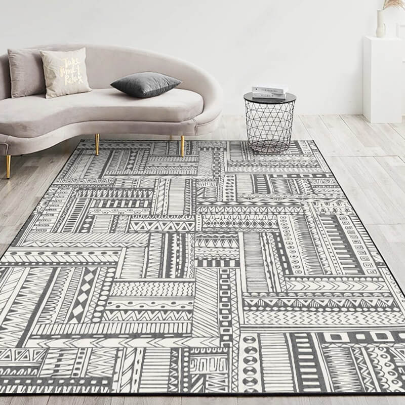 Retro Totem Pattern Faux Cashmere Shaggy Comfy Area Rugs For Living Room Bedroom Bedside Carpets