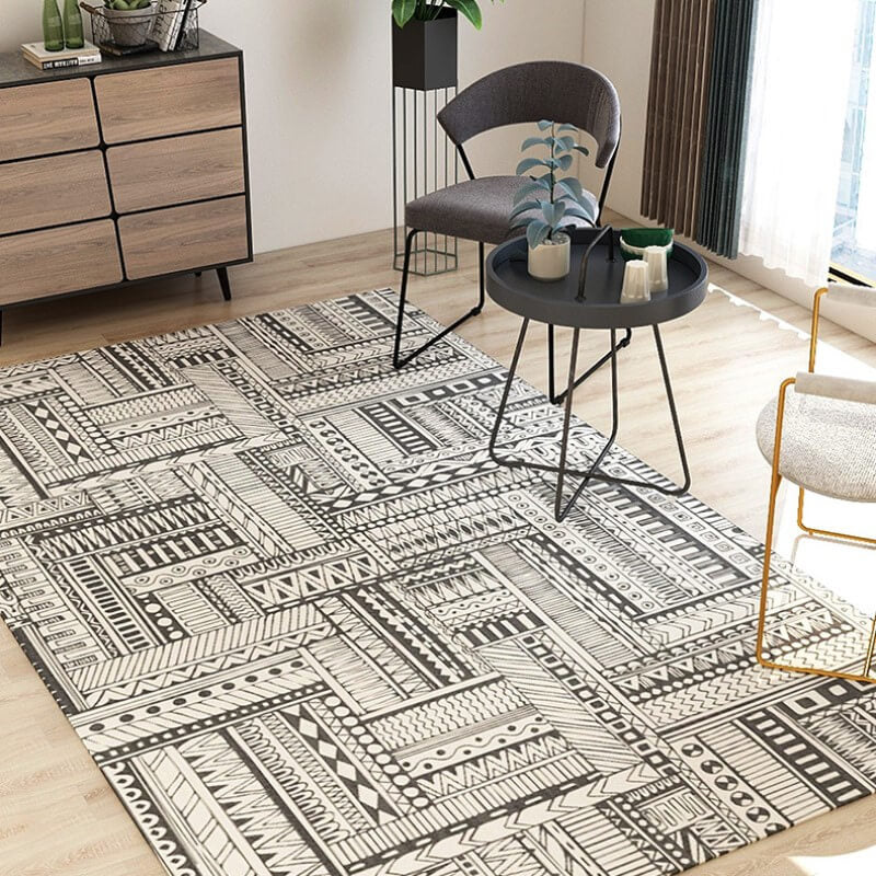 Retro Totem Pattern Faux Cashmere Shaggy Comfy Area Rugs For Living Room Bedroom Bedside Carpets