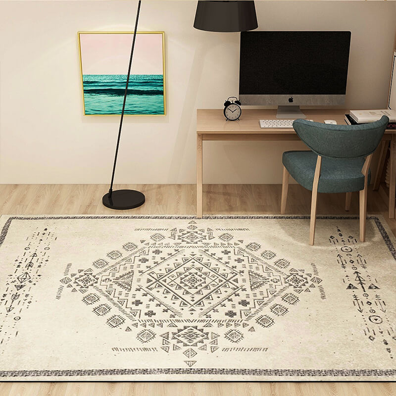 Geometric Totem Pattern Faux Cashmere Shaggy Comfy Area Rugs For Living Room Bedroom Bedside Carpets