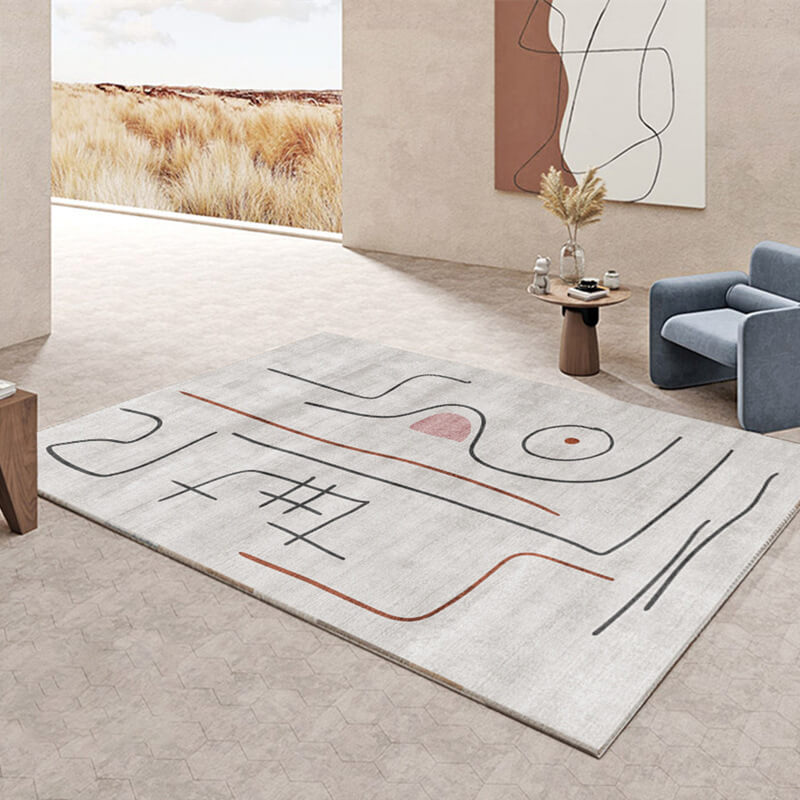Abstract Lines Pattern Thicken Faux Cashmere Shaggy Area Rugs For Living Room Bedroom Bedside Carpets
