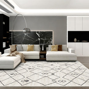 Rhombus Geometric Pattern Thicken Faux Cashmere Shaggy Area Rugs For Living Room Bedroom Bedside Carpets