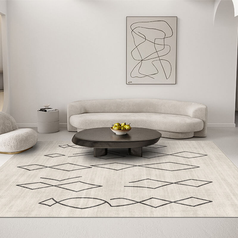 Simple Rhombus Pattern Thicken Faux Cashmere Shaggy Area Rugs For Living Room Bedroom Bedside Carpets