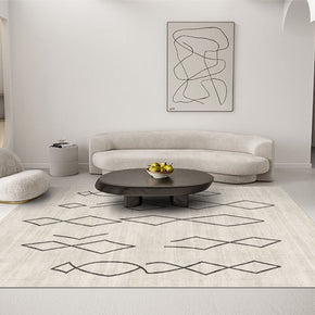 Simple Rhombus Pattern Thicken Faux Cashmere Shaggy Area Rugs For Living Room Bedroom Bedside Carpets