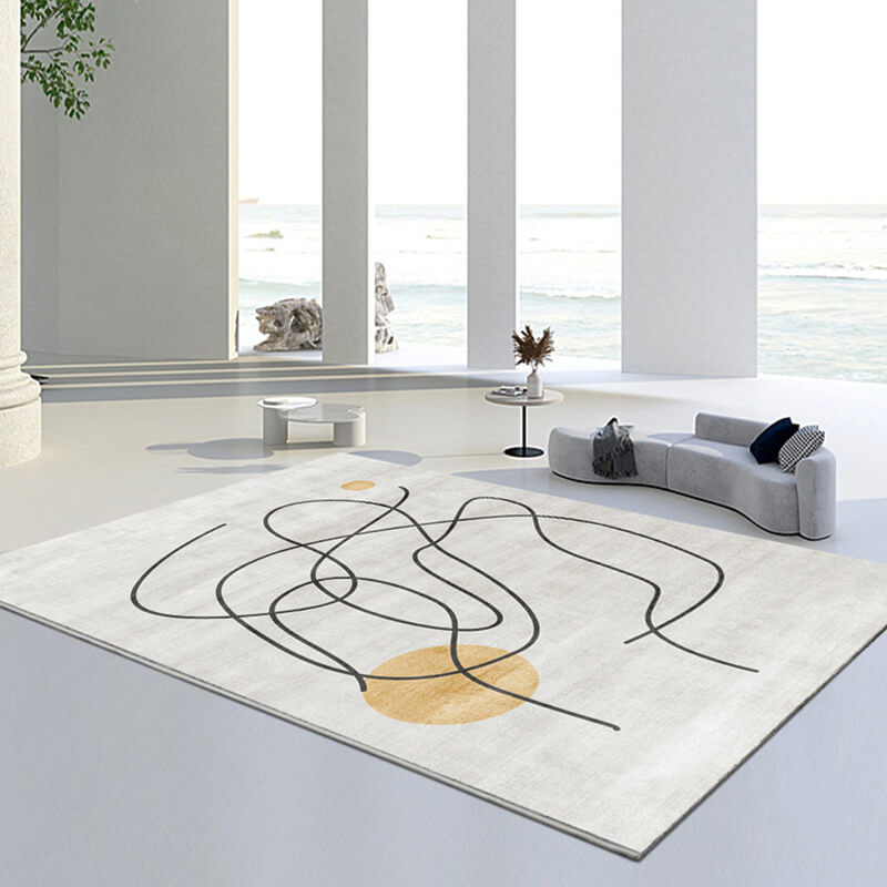 Crossed Abstract Art Lines Pattern Thicken Faux Cashmere Shaggy Area Rugs For Living Room Bedroom Bedside Carpets