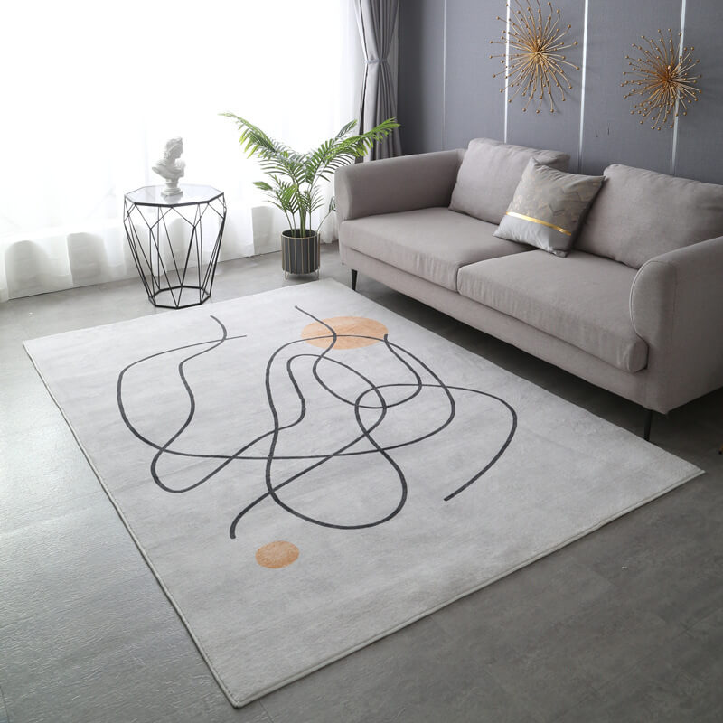 Crossed Abstract Art Lines Pattern Thicken Faux Cashmere Shaggy Area Rugs For Living Room Bedroom Bedside Carpets