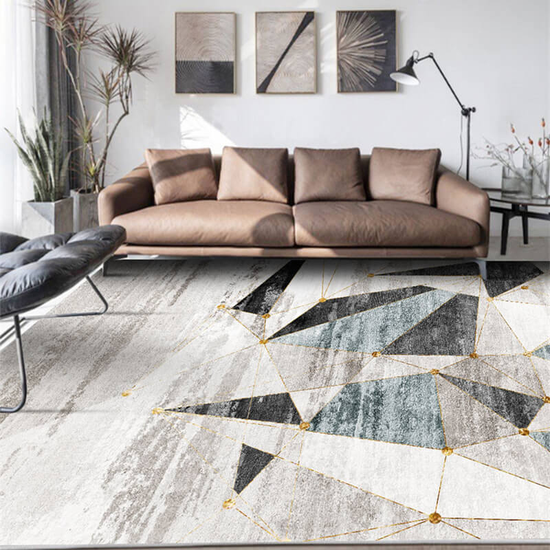 Triangle Geometric Pattern Thicken Faux Cashmere Shaggy Area Rugs For Living Room Bedroom Bedside Carpets
