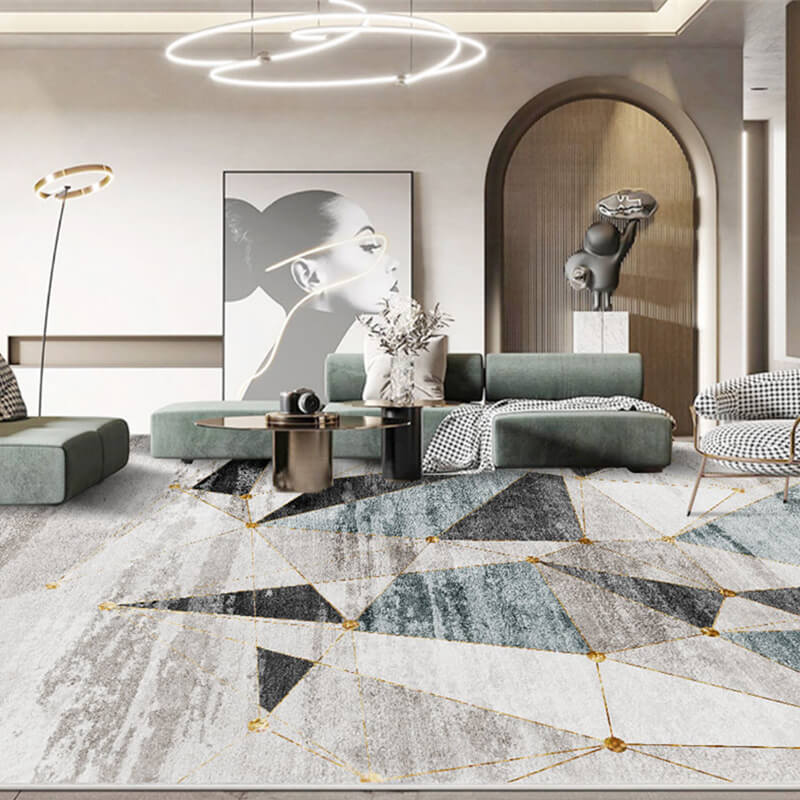 Triangle Geometric Pattern Thicken Faux Cashmere Shaggy Area Rugs For Living Room Bedroom Bedside Carpets