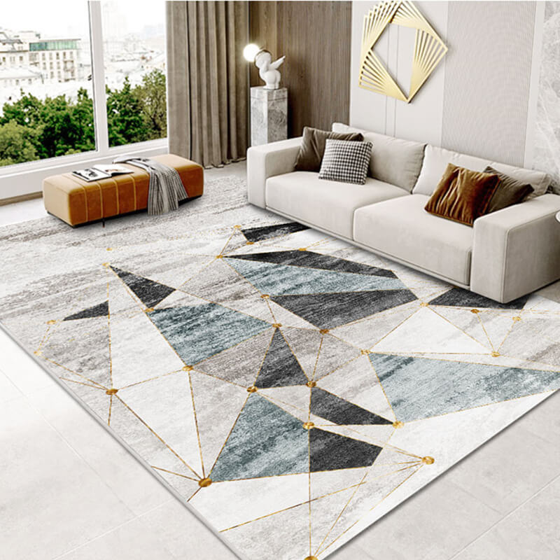 Triangle Geometric Pattern Thicken Faux Cashmere Shaggy Area Rugs For Living Room Bedroom Bedside Carpets