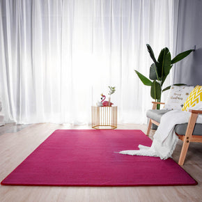 Wine Red Simple Faux Cashmere Shaggy Area Rugs For Living Room Bedroom Bedside Carpets