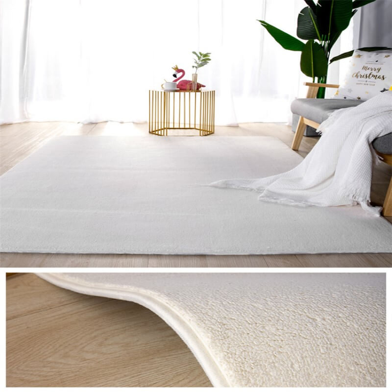 White Simple Faux Cashmere Shaggy Area Rugs For Living Room Bedroom Bedside Carpets