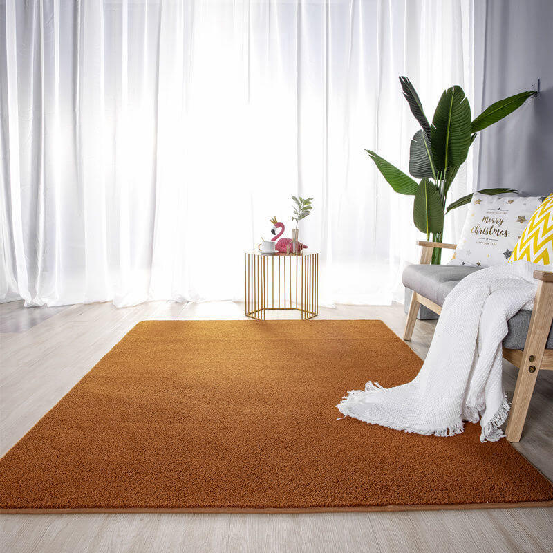 Brown Simple Faux Cashmere Shaggy Area Rugs For Living Room Bedroom Bedside Carpets