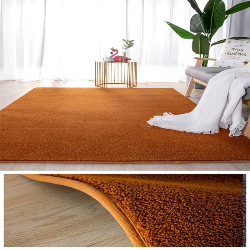 Brown Simple Faux Cashmere Shaggy Area Rugs For Living Room Bedroom Bedside Carpets