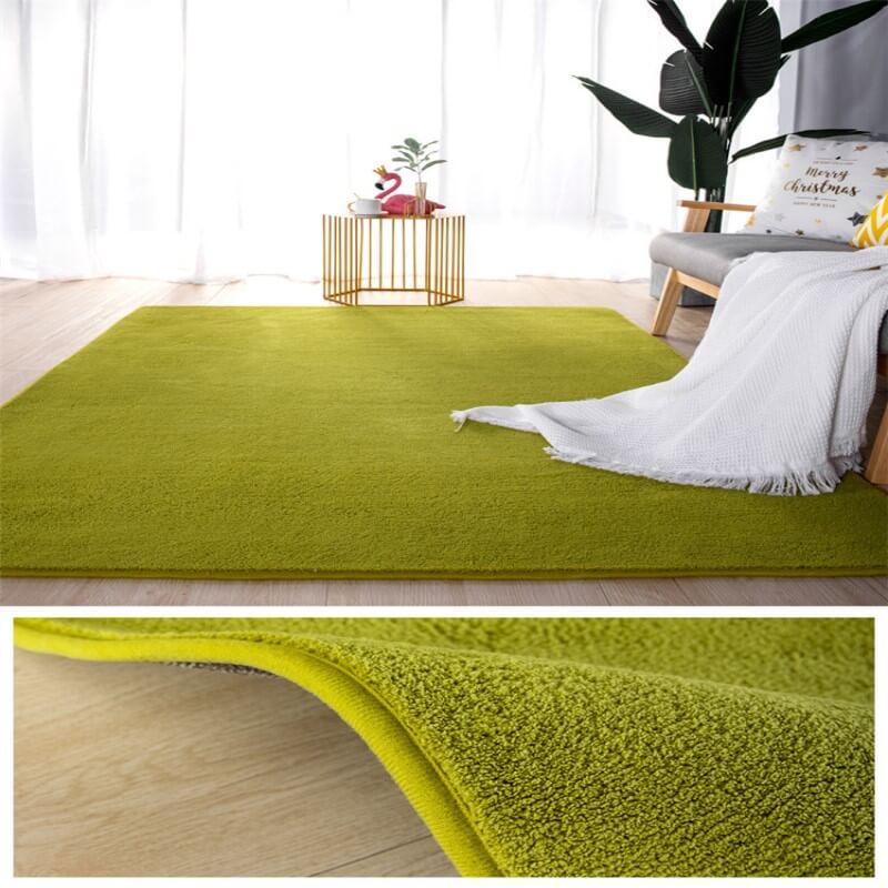 Green Simple Faux Cashmere Shaggy Area Rugs For Living Room Bedroom Bedside Carpets