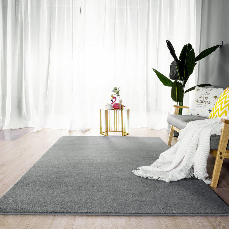 Grey Simple Faux Cashmere Shaggy Area Rugs For Living Room Bedroom Bedside Carpets