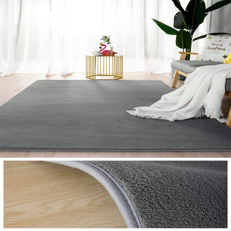 Grey Simple Faux Cashmere Shaggy Area Rugs For Living Room Bedroom Bedside Carpets