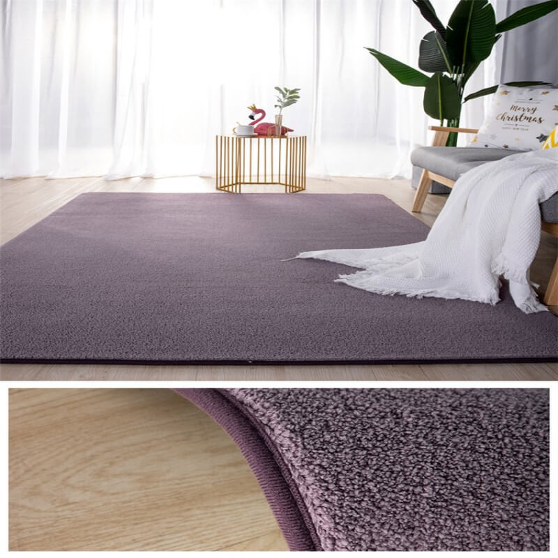 Purple Simple Faux Cashmere Shaggy Area Rugs For Living Room Bedroom Bedside Carpets