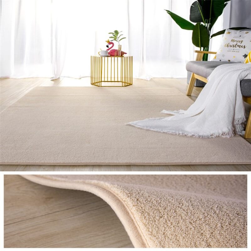 Beige White Simple Faux Cashmere Shaggy Area Rugs For Living Room Bedroom Bedside Carpets
