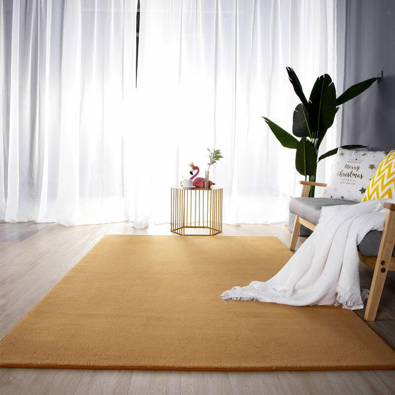 Khaki Simple Faux Cashmere Shaggy Area Rugs For Living Room Bedroom Bedside Carpets