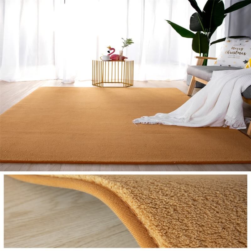 Khaki Simple Faux Cashmere Shaggy Area Rugs For Living Room Bedroom Bedside Carpets