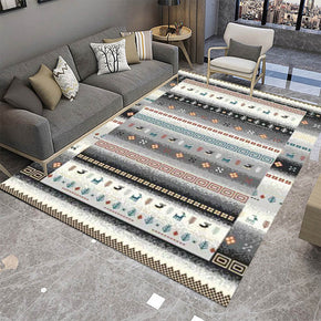 Grey Pastoral Style Pattern Faux Cashmere Shaggy Area Rugs For Bedroom Living Room Bedside Office