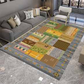 Splicing Pastoral Style Pattern Faux Cashmere Shaggy Area Rugs For Bedroom Living Room Bedside Office Carpets 02