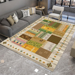 04 Splicing Pastoral Style Pattern Faux Cashmere Shaggy Area Rugs For Bedroom Living Room Bedside Office Carpets