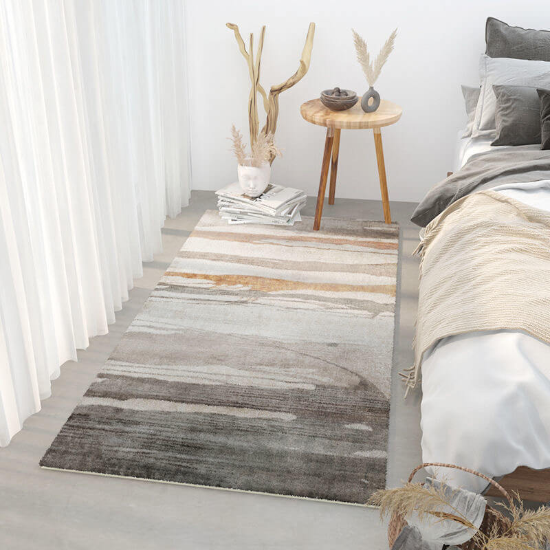 Soft and Comfortable Abstract Art Faux Cashmere Bedside Porch Carpets for Bedroom