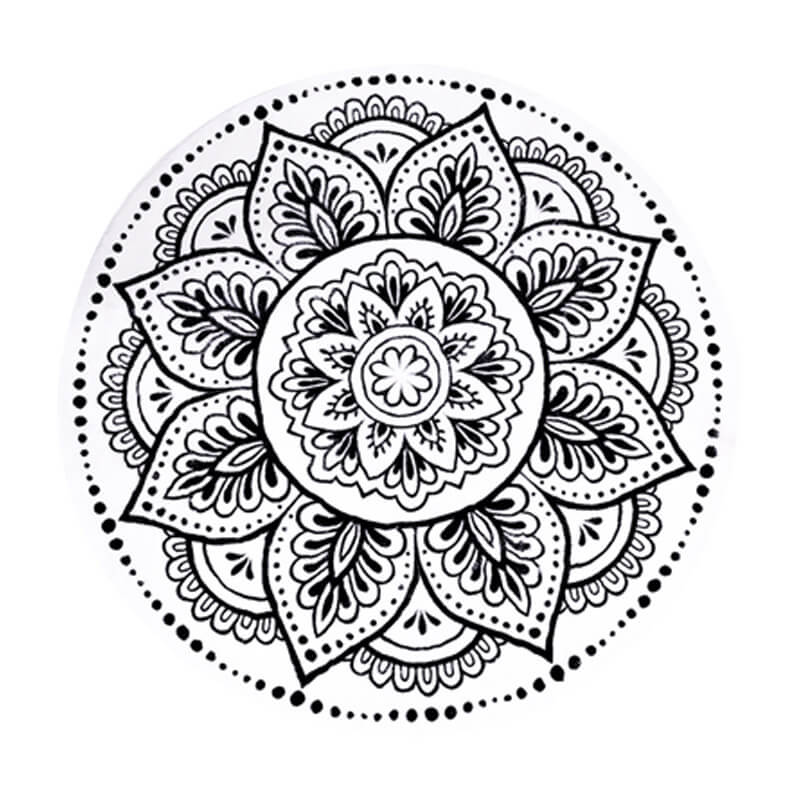 Floral Black and White Carpets Round Rugs for Hall Bedroom Living Room