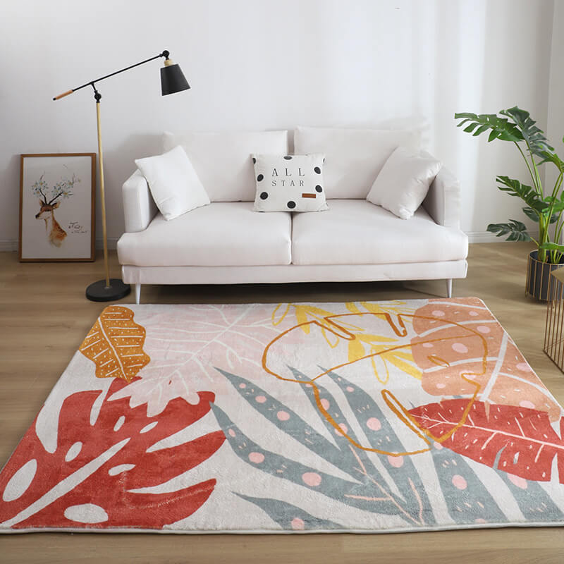Simple Leaves Pattern Area Carpets for Living Room Hall Bedroom Office