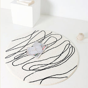 Black Simple Lines Area Carpets for Bedroom Living Room Hall Office