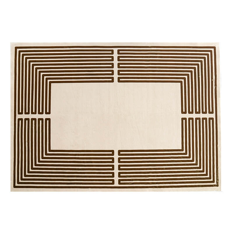 Brown Simple Geometric Pattern Faux Cashmere Soft Shaggy Area Rug Carpets For Living Room Bedroom Hall Office