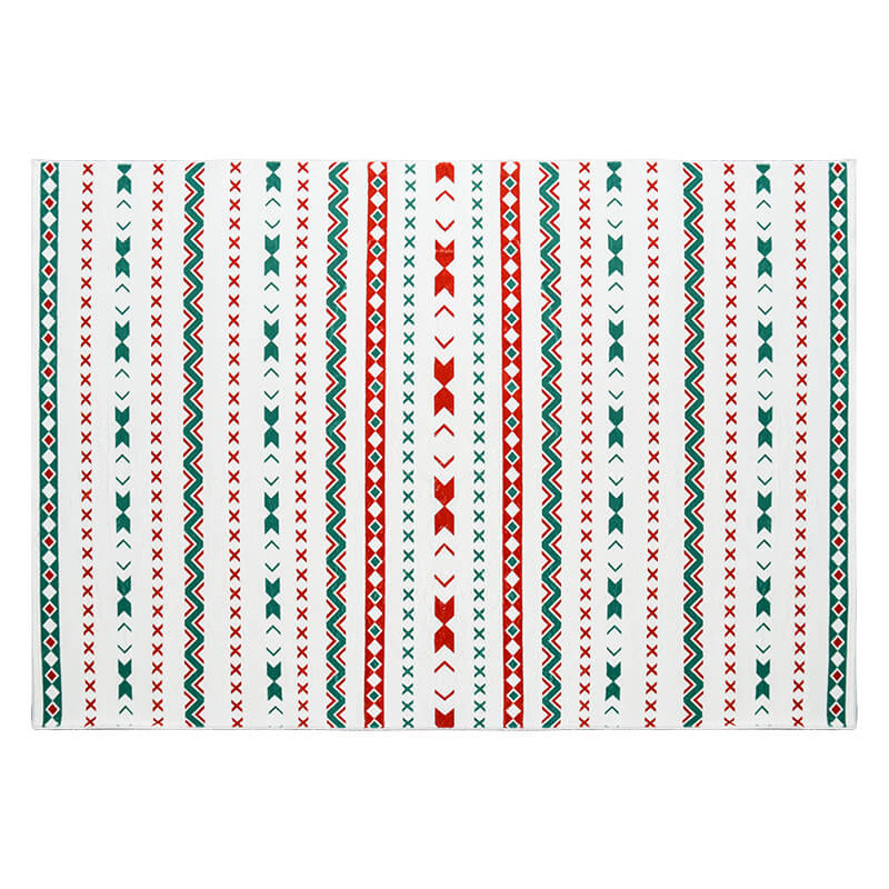 Red and Green Small and Fresh Pattern Faux Cashmere Soft Shaggy Area Rug Carpets For Living Room Bedroom Hall Office