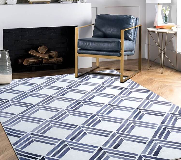 Three-dimensional Square Geometric Pattern Faux Cashmere Soft Shaggy Area Rug Carpets For Living Room Bedroom Hall Office