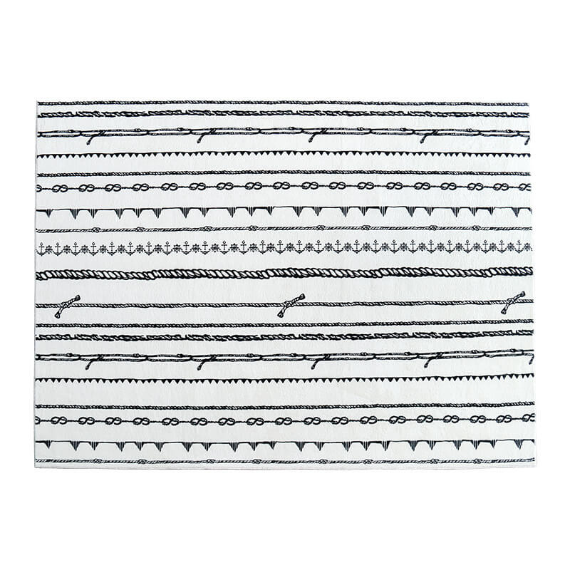 Black Lines Pattern Faux Cashmere Soft Shaggy Area Rug Carpets For Living Room Bedroom Hall Office