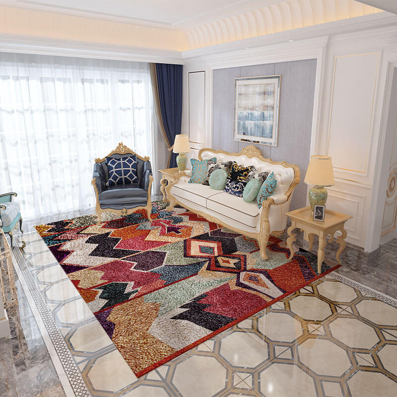 Colorful Wavy Striped Moroccan Area Rugs Living Room Hall and Office Carpets