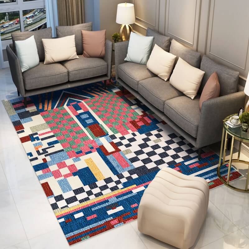 Interesting Geometric Patterns Multi-coloured Faux Cashmere Area Rugs Hall Living Room and Office Carpets
