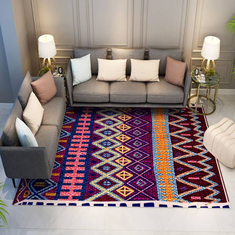 Moroccan Pattern Faux Cashmere Multi-coloured Area Rugs Hall Living Room and Office Carpets