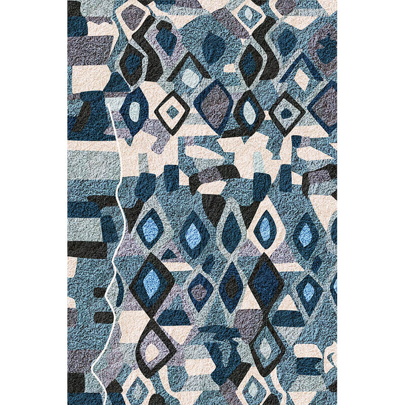 Blue Grey Moroccan Pattern Faux Cashmere Area Rugs Living Room Hall and Office Carpets