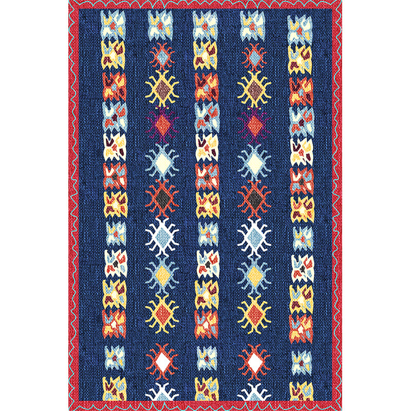 Faux Cashmere Blue Moroccan Pattern Area Rugs Living Room Office and Hall Carpets
