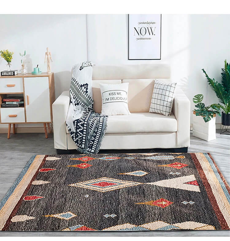 Black Moroccan Pattern Faux Cashmere Area Rugs Living Room Office and Hall Carpets