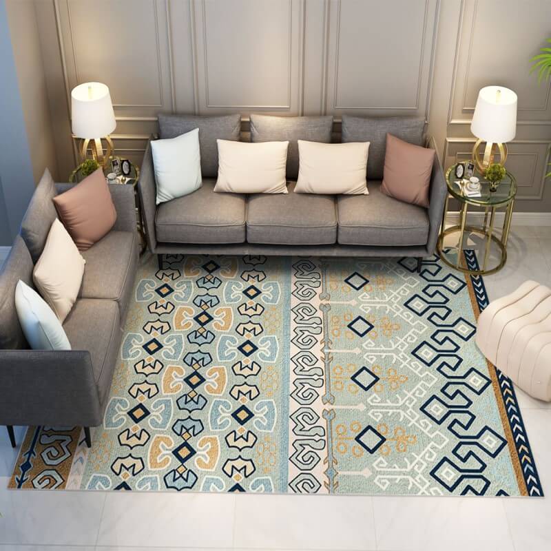 Gradient Green Moroccan Pattern Faux Cashmere Area Rugs Living Room Office and Hall Carpets
