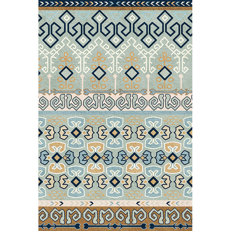 Gradient Green Moroccan Pattern Faux Cashmere Area Rugs Living Room Office and Hall Carpets