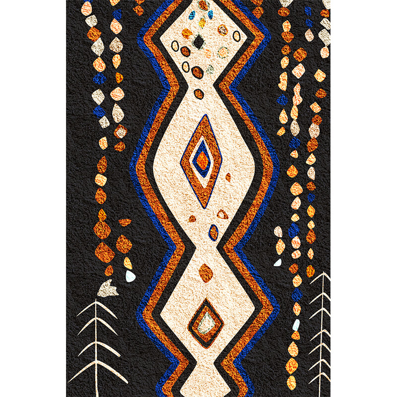 Moroccan Black Pattern Faux Cashmere Area Rugs Living Room Office and Hall Carpets