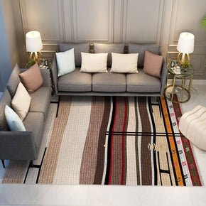 Modern Striped Pattern Faux Cashmere Area Rugs Living Room Office and Hall Carpets