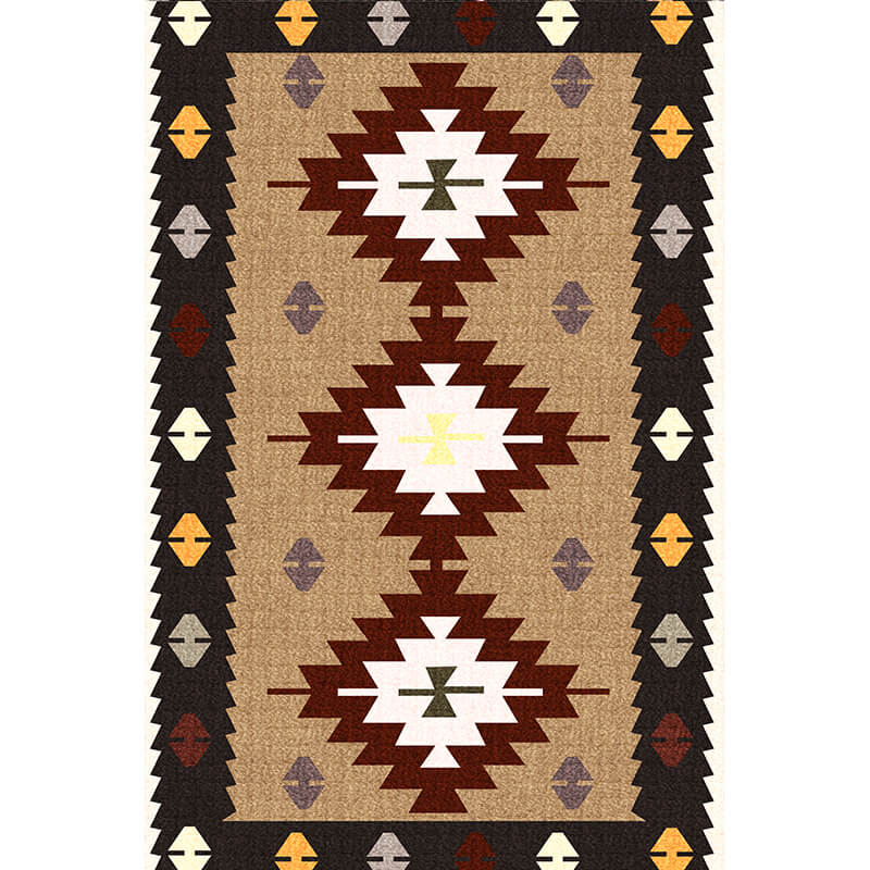 Brown Moroccan Pattern Faux Cashmere Area Rugs Living Room Office and Hall Carpets