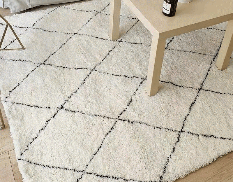 Moroccan Style Striped Shaggy Cotton For Living Room Bedroom Kids Room Hall Area Rug Carpet