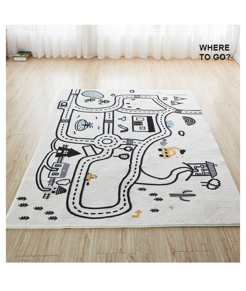 Race Track Pattern Quality Soft Cotton Carpet For Living Room Bedroom Kids Room Area Rugs