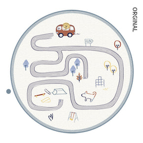 City Road Pattern Round Beige Carpet For Nursery Kids Room Area Rugs
