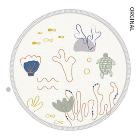 Marine Life Pattern Round Beige Carpet For Nursery Kids Room Area Rugs
